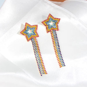 Rainbow Rhinestones Statement Earrings