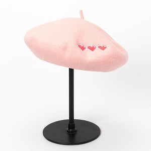 Extra Lives Embroidered Wool Beret