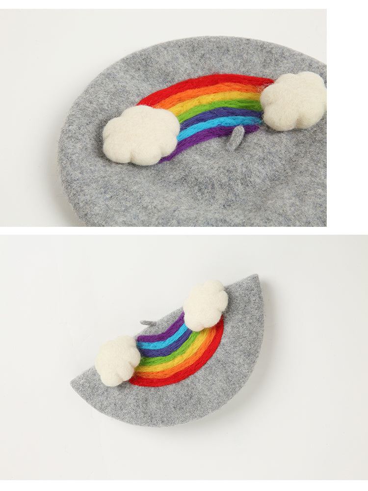 Cloudy with a Chance of Rainbow Wool Beret