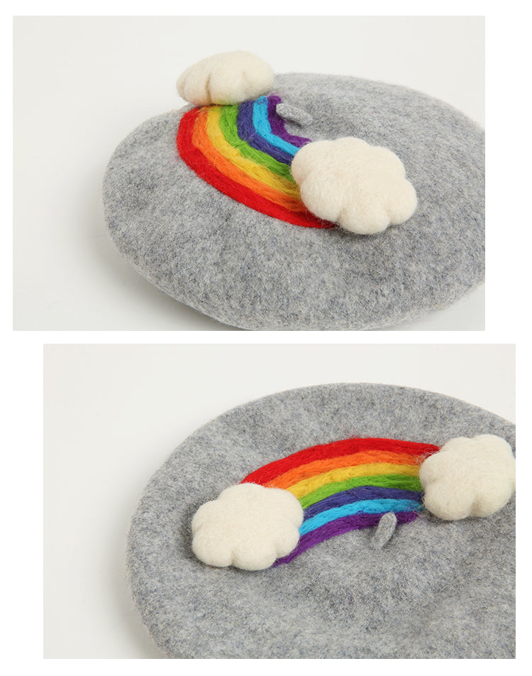 Cloudy with a Chance of Rainbow Wool Beret