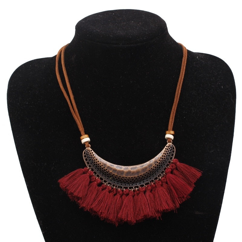 Bohemian Tassels Bib Necklace