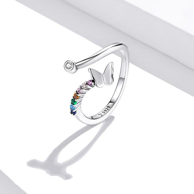 Rainbow Butterfly Adjustable Ring