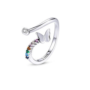 Rainbow Butterfly Adjustable Ring