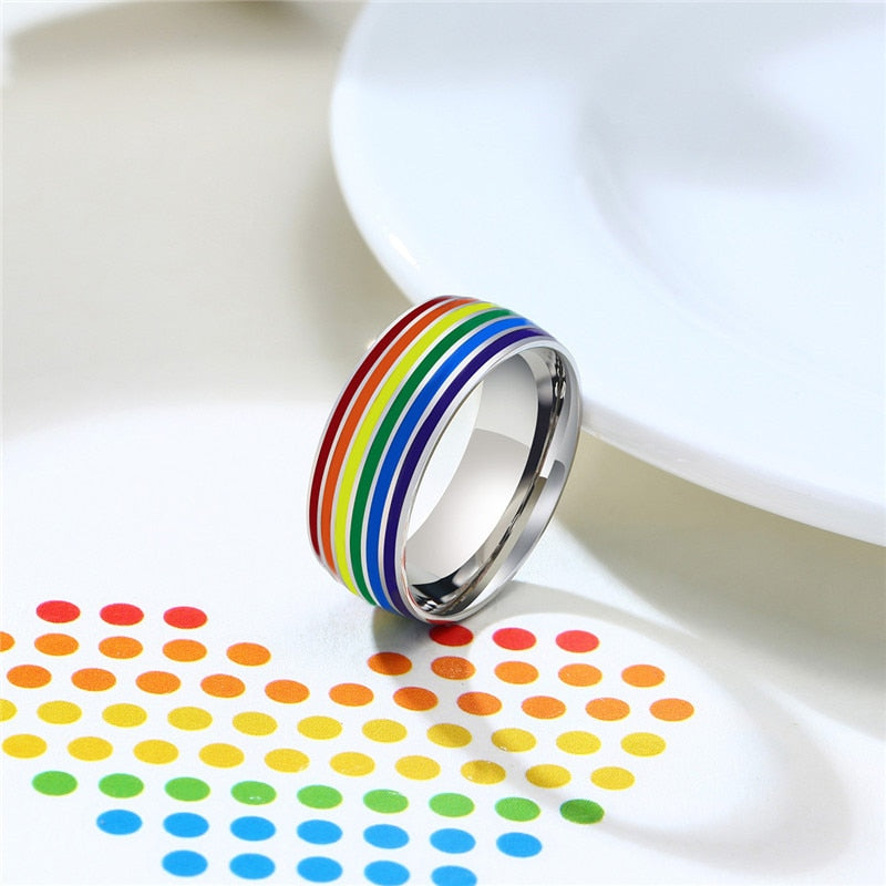 Pride Stripes Enamel Ring