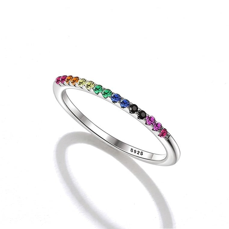 Minimalist Rainbow Crystals Ring