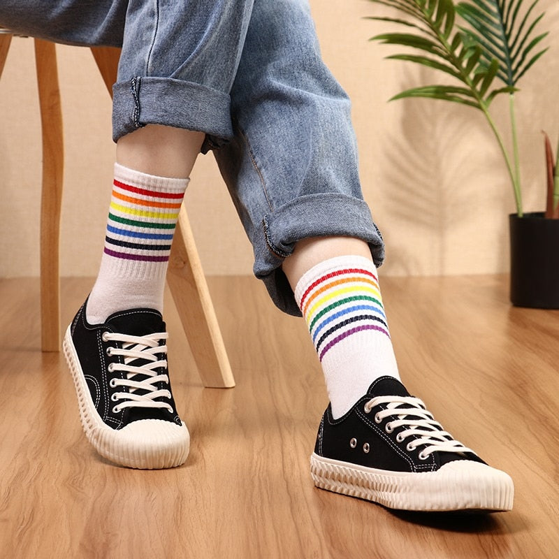 Cute Rainbow Crew Socks