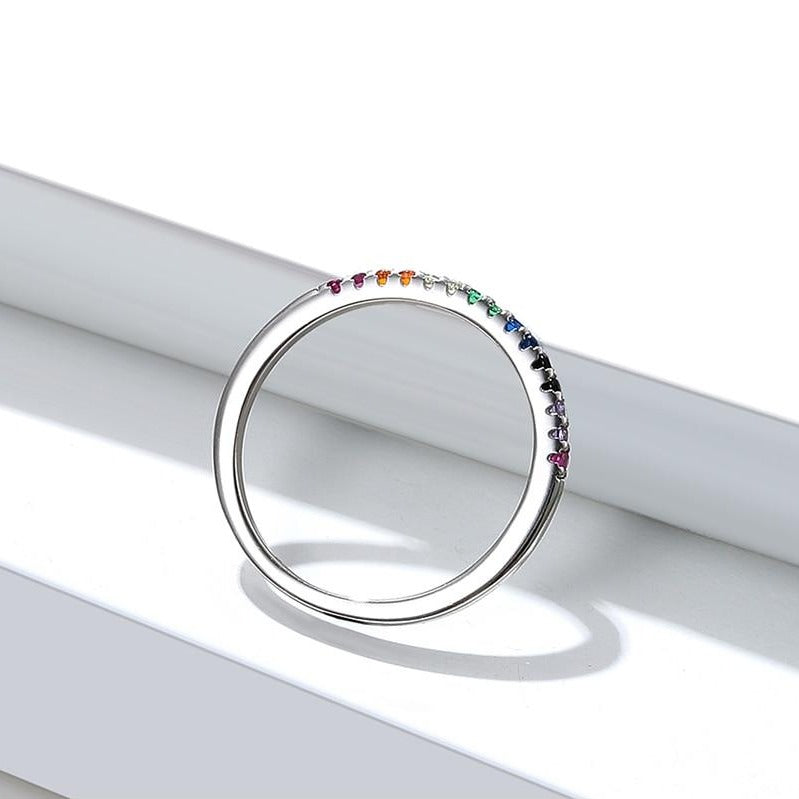 Minimalist Rainbow Crystals Ring