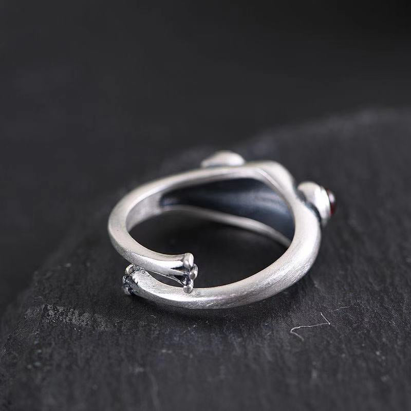 Realistic Silver Frog Adjustable Rings