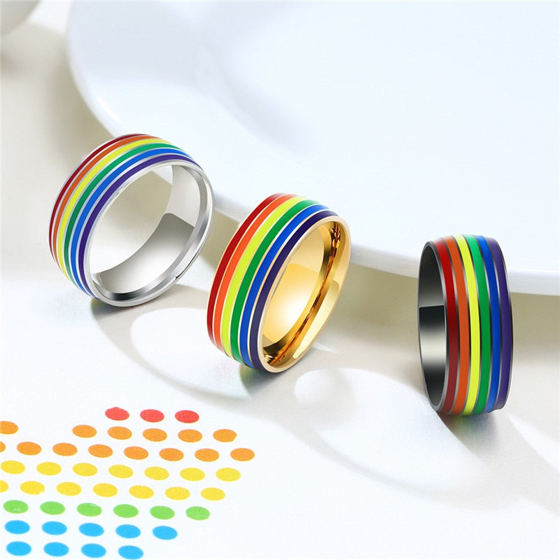 Pride Stripes Enamel Ring