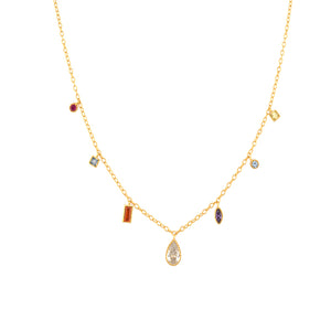 Rainbow Crystal Charms Necklace