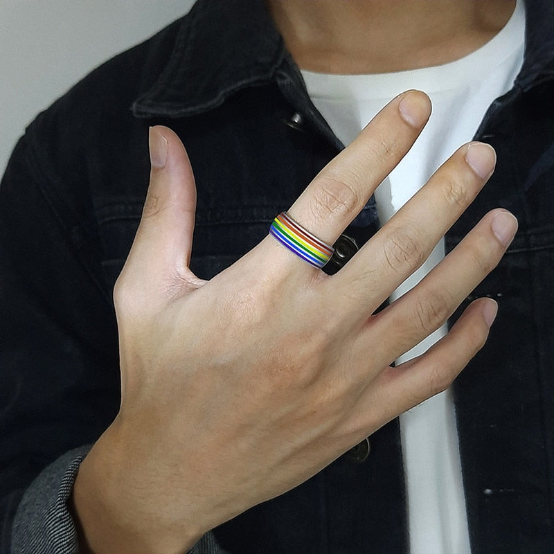 Pride Stripes Enamel Ring