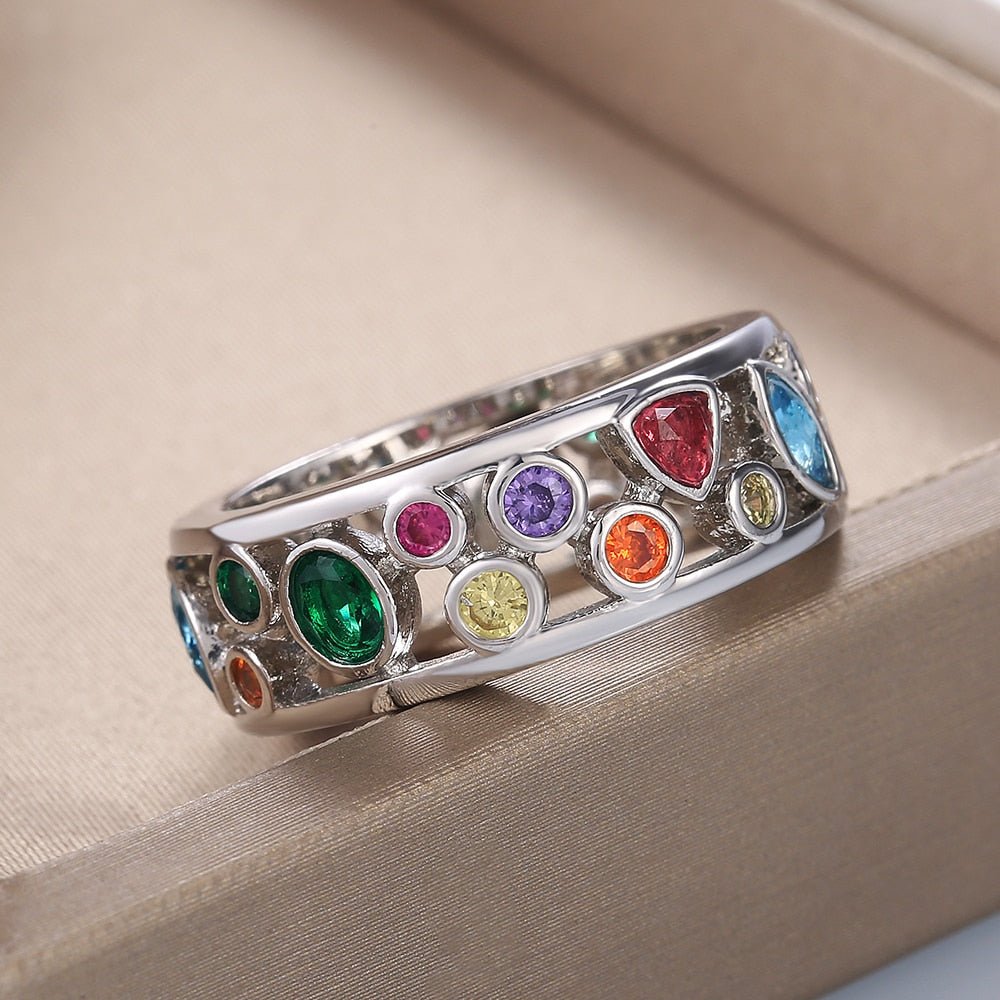 Rainbow Bits Crystals Ring