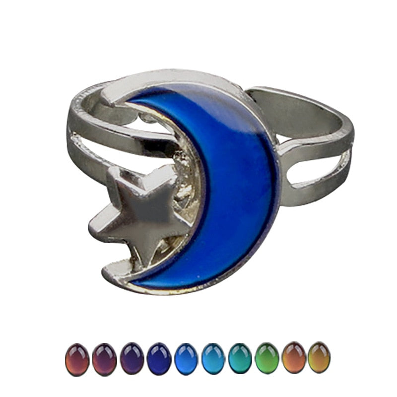 Celestial Crescent Moon Mood Ring