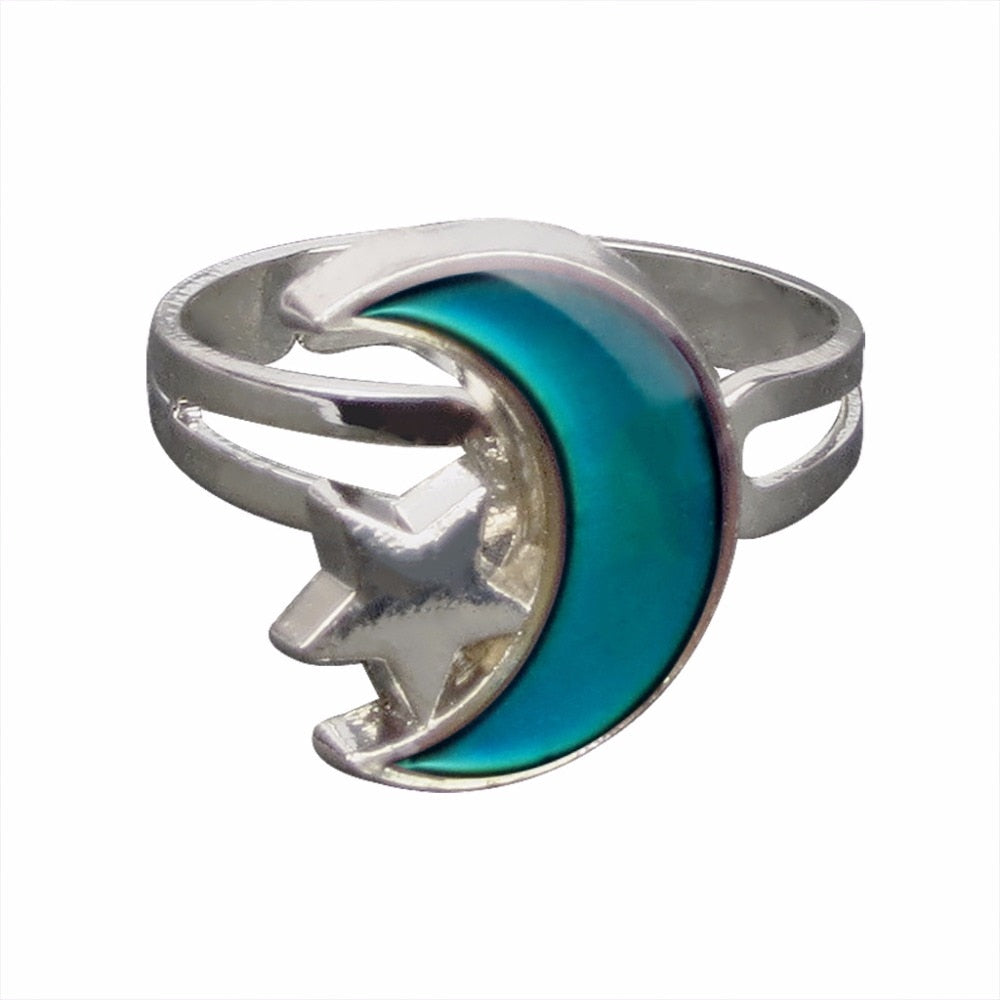 Celestial Crescent Moon Mood Ring