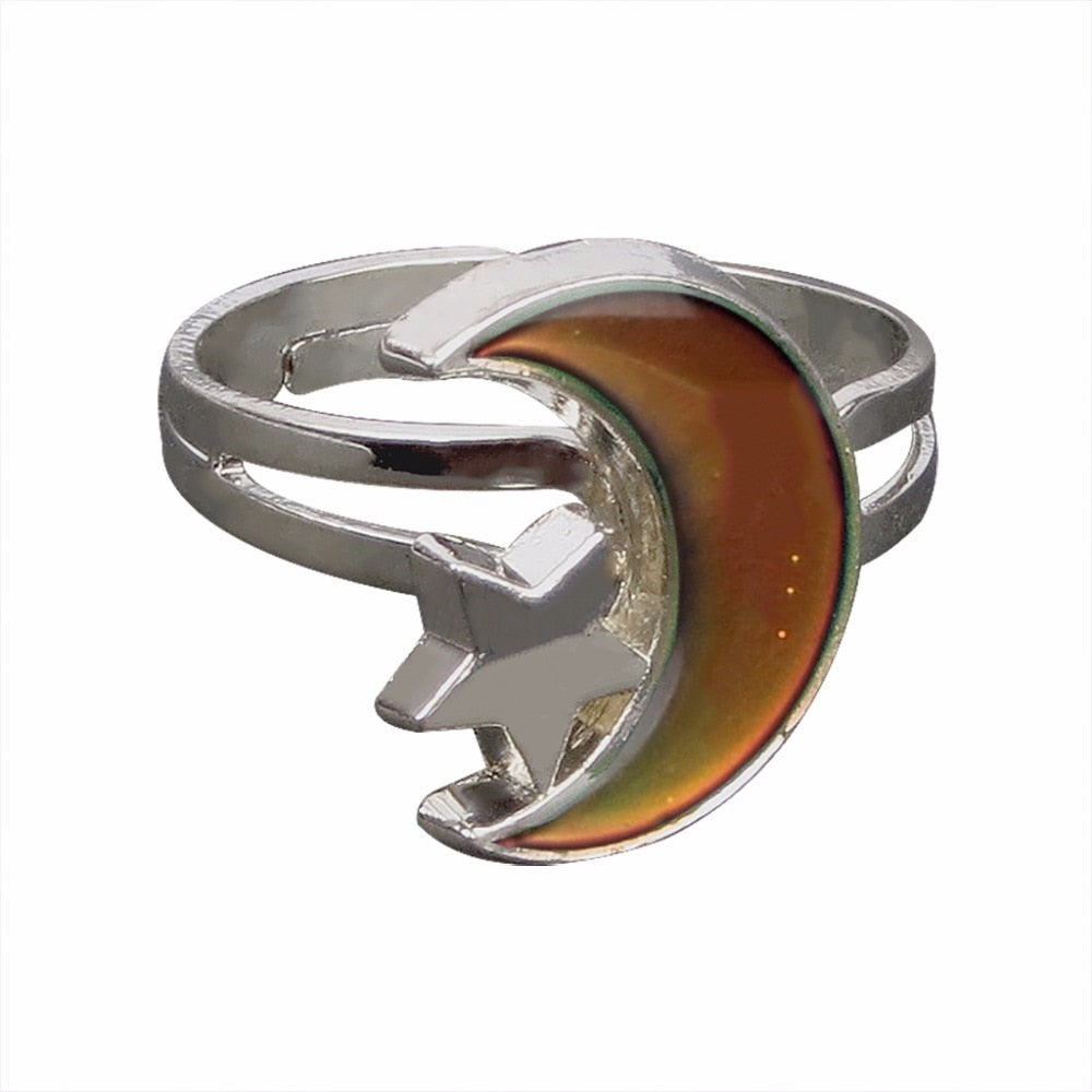 Celestial Crescent Moon Mood Ring