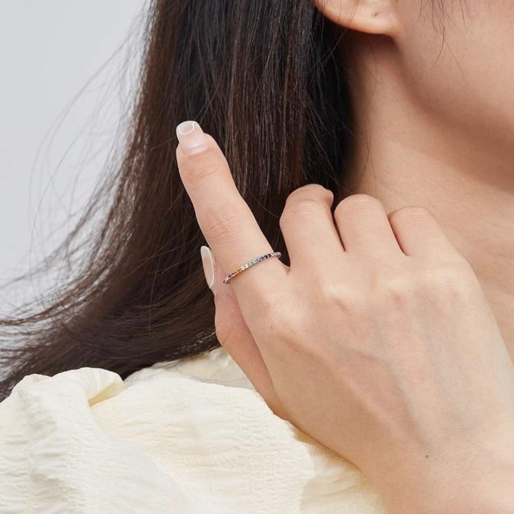 Minimalist Rainbow Crystals Ring