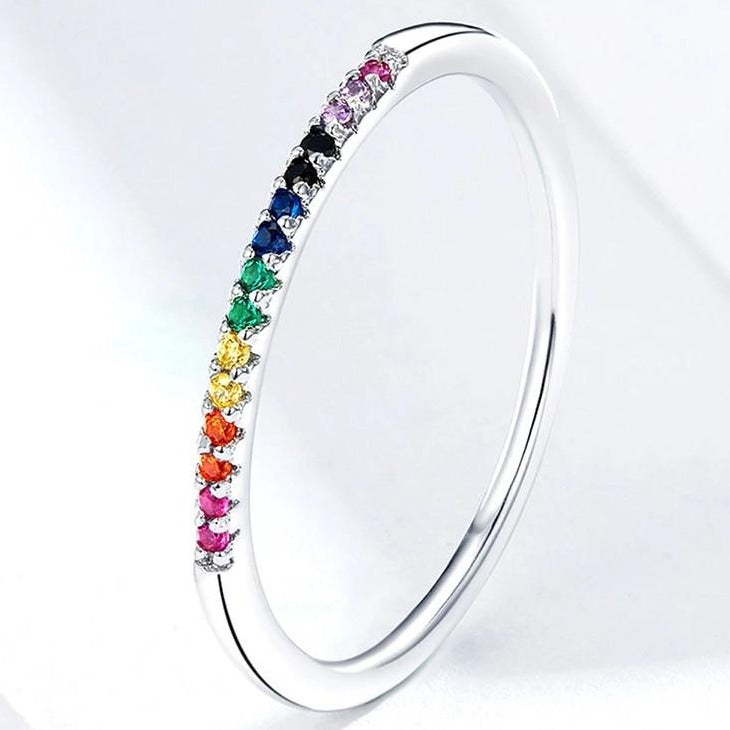 Minimalist Rainbow Crystals Ring