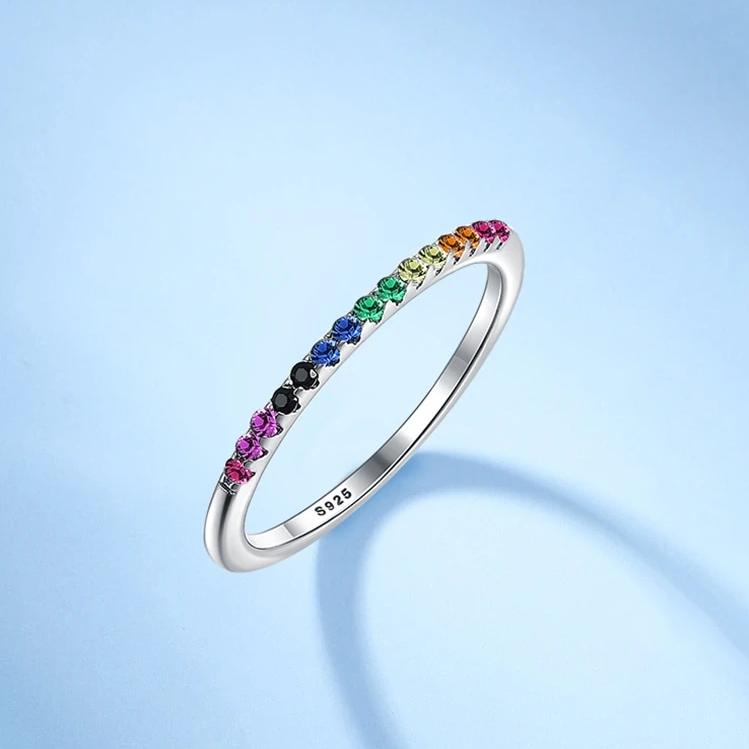 Minimalist Rainbow Crystals Ring