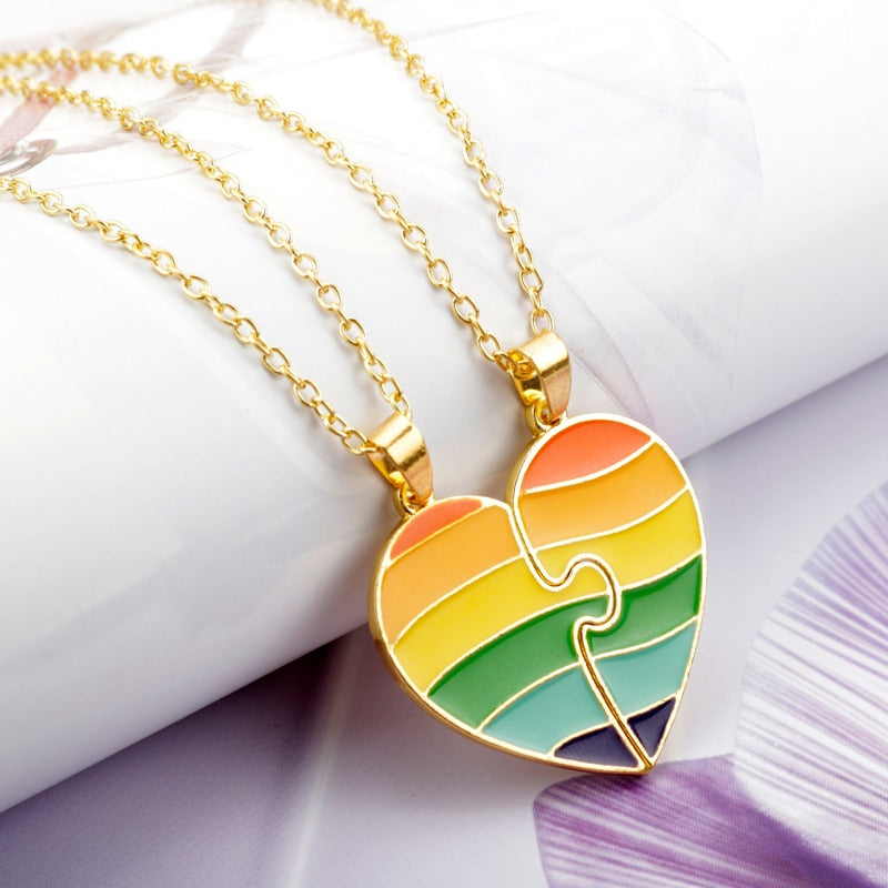 Pride Puzzle Heart Couple Necklaces