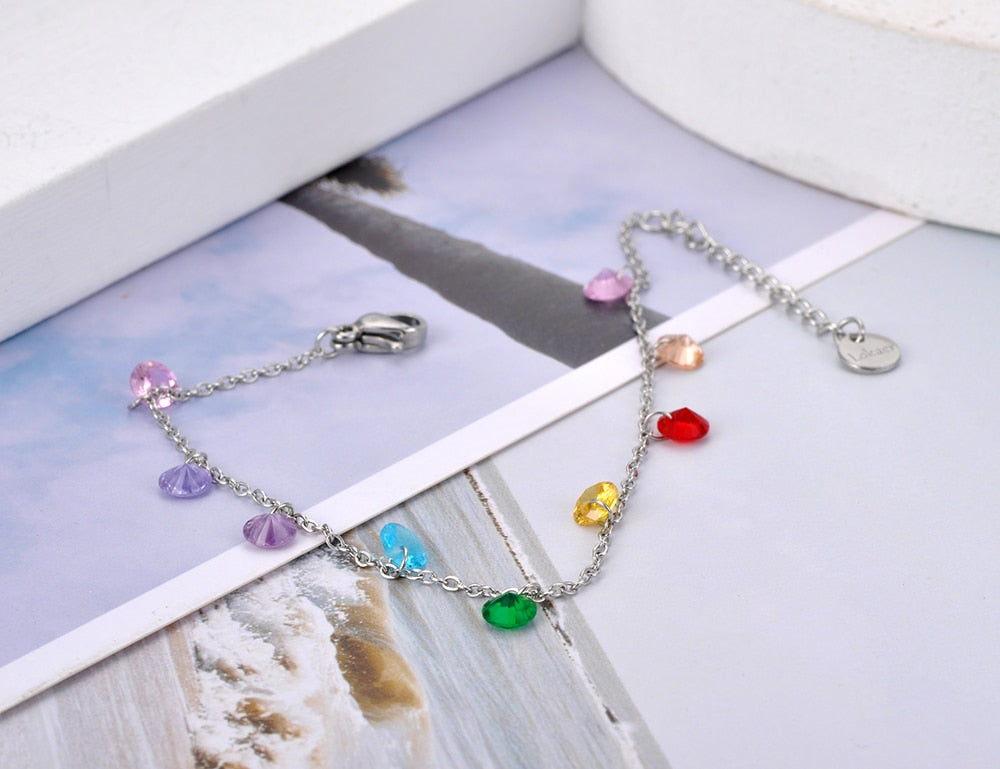 Rainbow Crystals Charms Bracelet