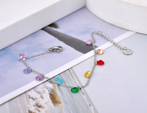 Rainbow Crystals Charms Bracelet