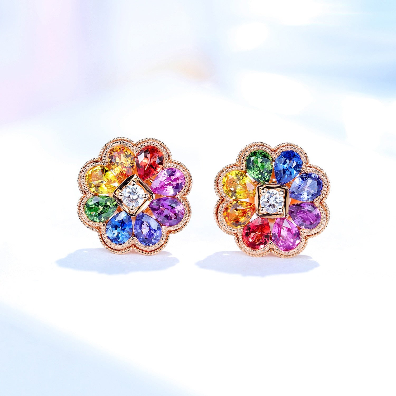 Rainbow Petals Stud Earrings