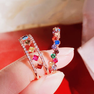 Rainbow Solitaire Adjustable Rings