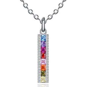 Rainbow Rhinestones Vertical Bar Necklace