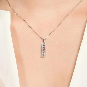 Rainbow Rhinestones Vertical Bar Necklace