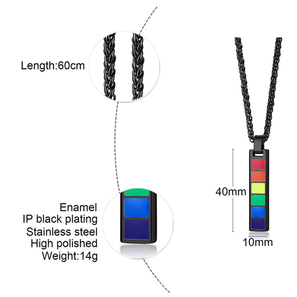 Rainbow Pride Bar Necklace