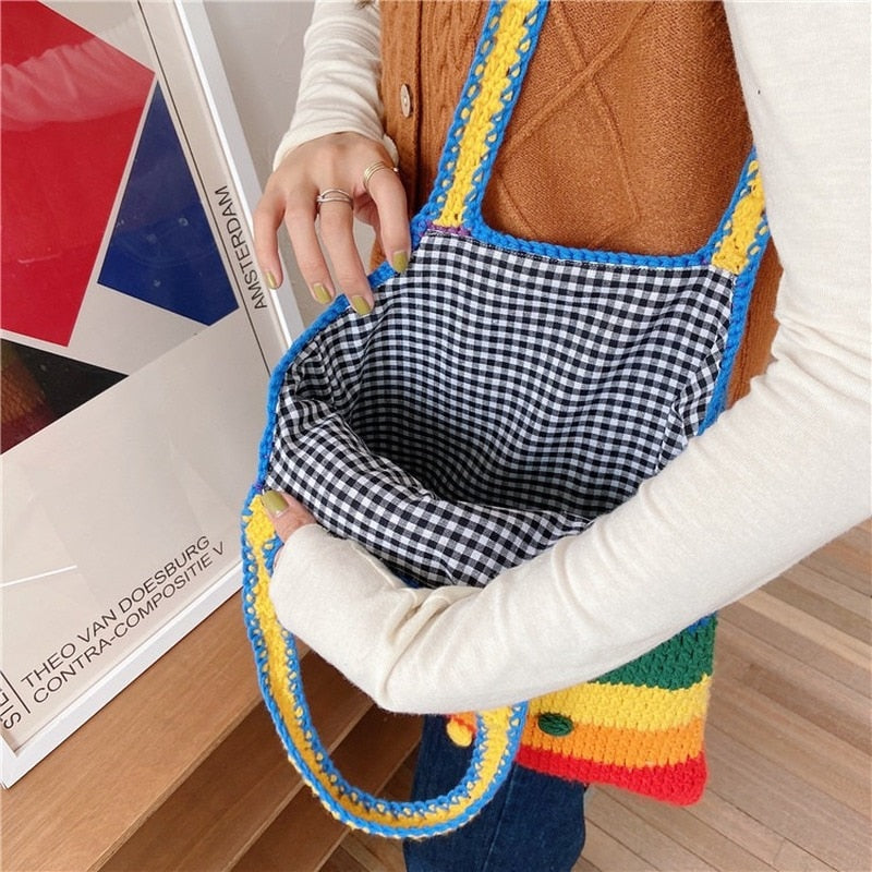 Crocheted Rainbow Tote