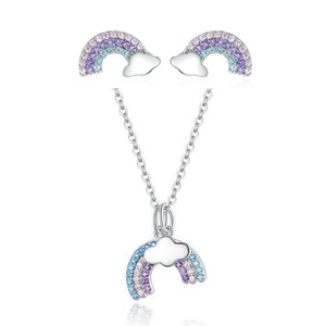 Pastel Rainbow Charm Necklace & Earrings