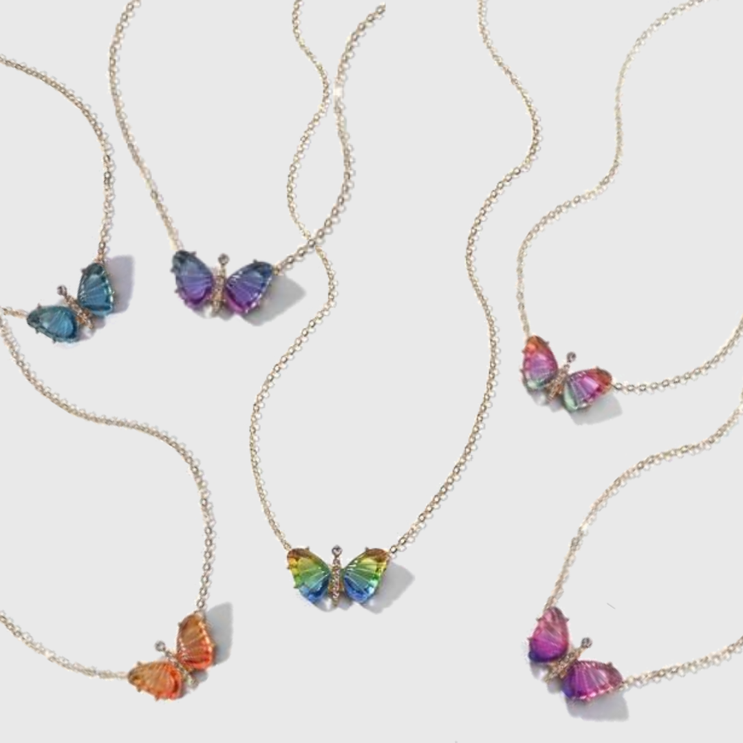 Gradient Butterfly Charm Necklace