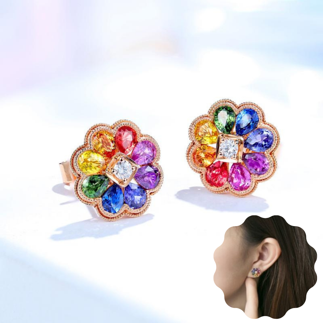 Rainbow Petals Stud Earrings