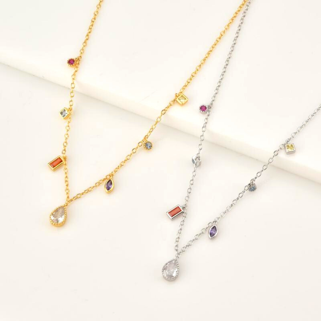 Rainbow Crystal Charms Necklace