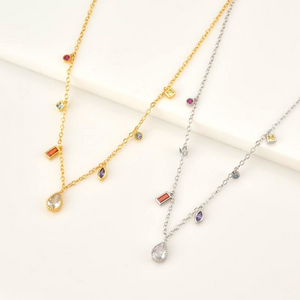 Rainbow Crystal Charms Necklace