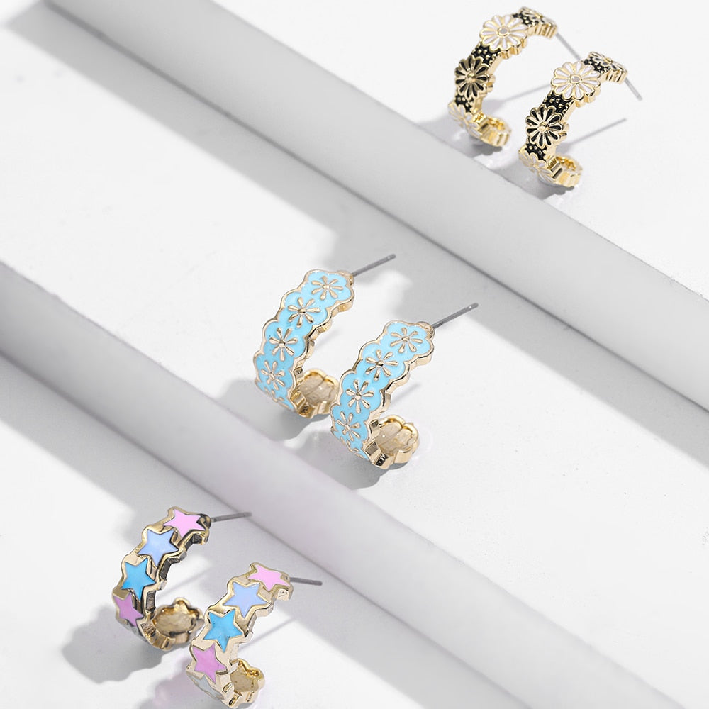 Vintage Florals Huggies Earrings