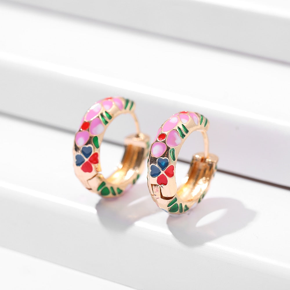 Vintage Florals Huggies Earrings