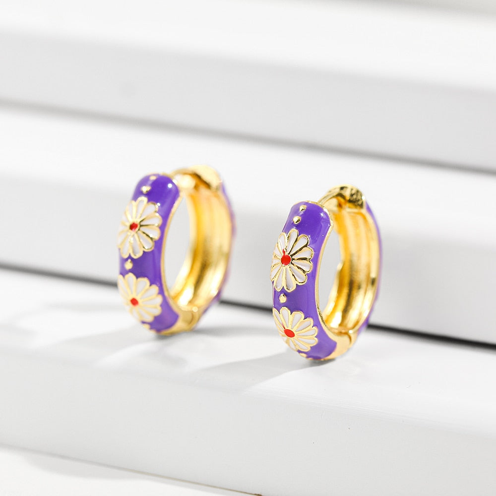 Vintage Florals Huggies Earrings