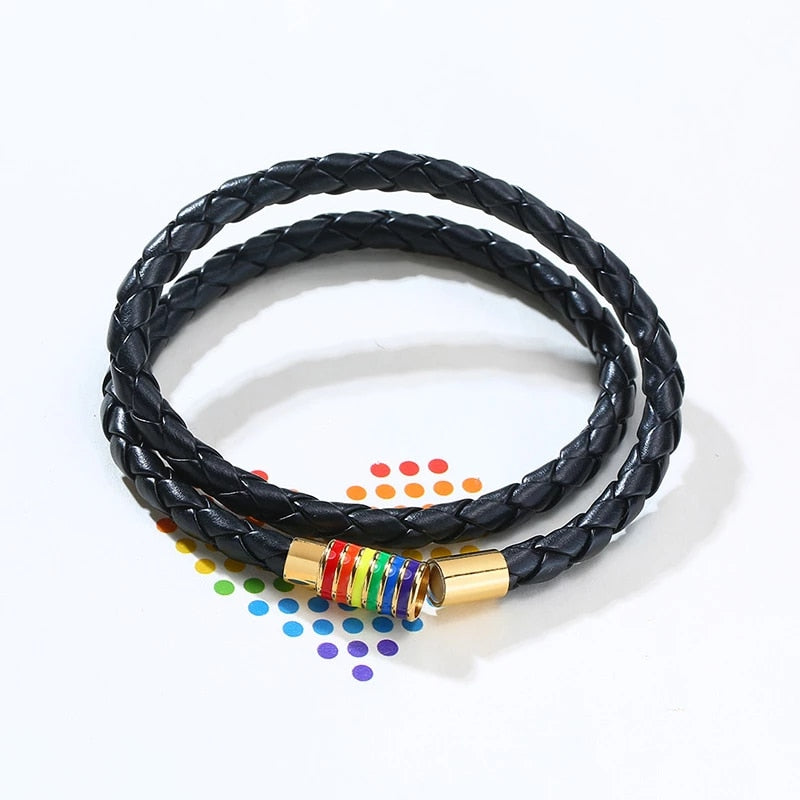 Vnox Casual Rainbow Color Rope Chain Bracelets for LGBTQ, Handmade