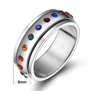 Rainbow Crystals Spinner Ring