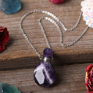 Perfume Oil Gemstone Bottle Necklace