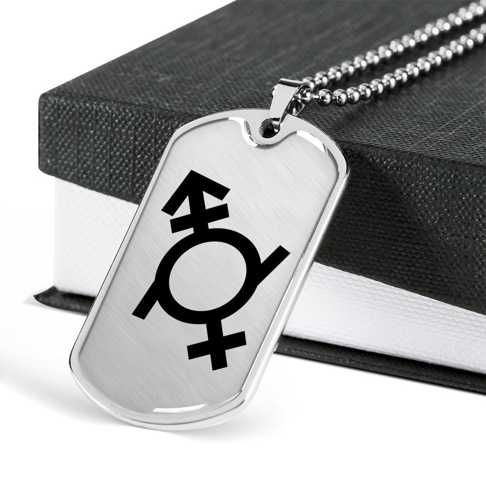 Genderfluid Emblem Dog Tag Necklace