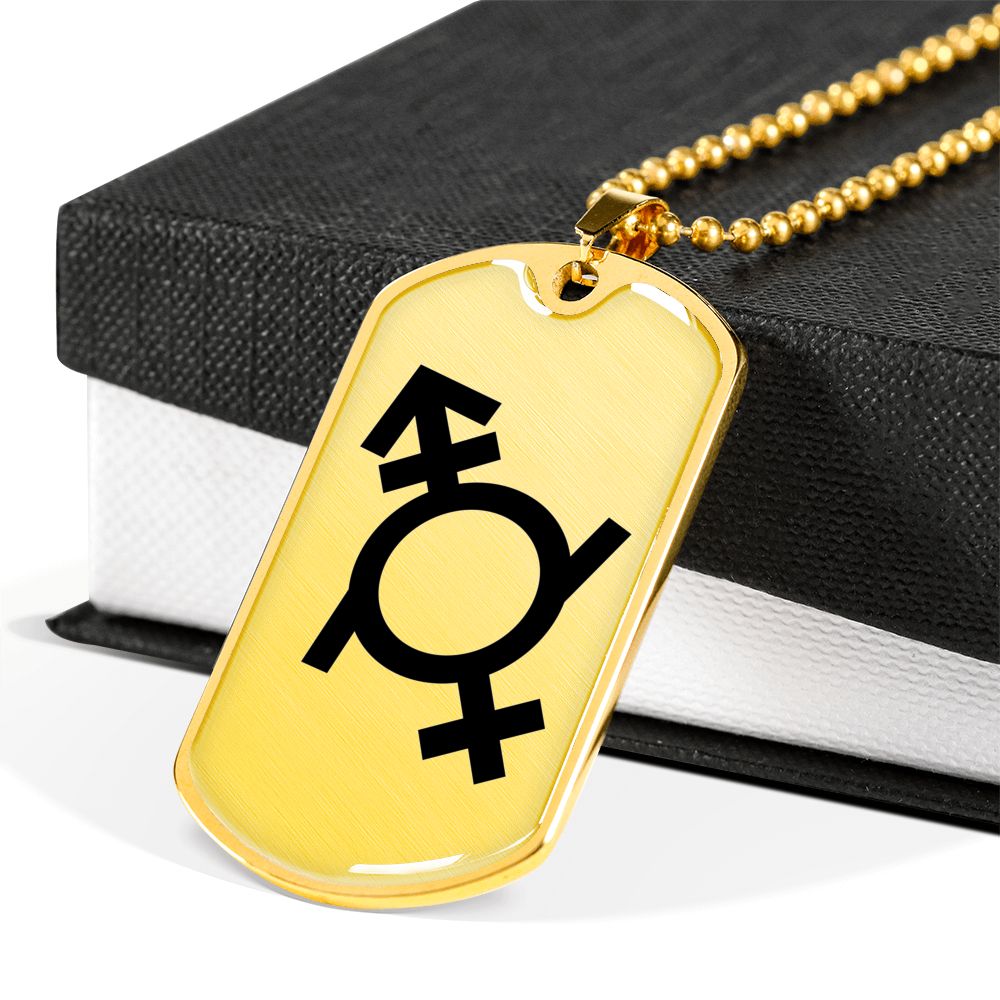 Genderfluid Emblem Dog Tag Necklace