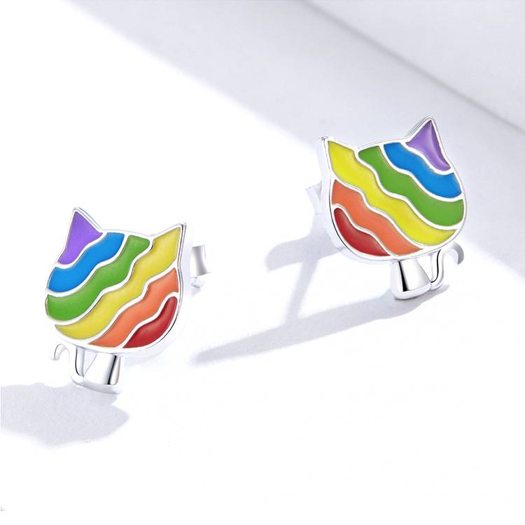 Rainbow Enamel Animals Ear Studs