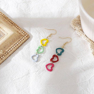 Rainbow Hearts Drop Earrings