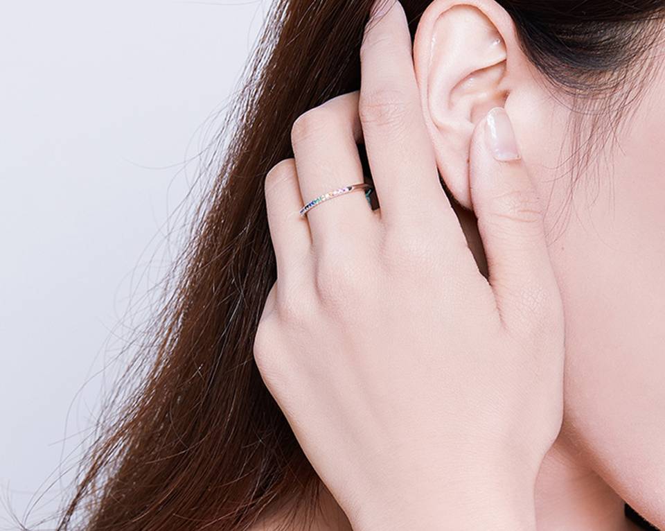 Minimalist Rainbow Crystals Ring