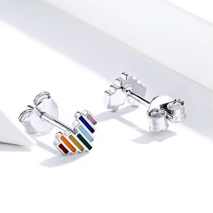 Rainbow Sweetheart Ear Studs