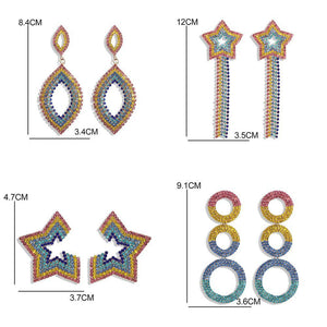 Rainbow Rhinestones Statement Earrings