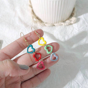 Rainbow Hearts Drop Earrings